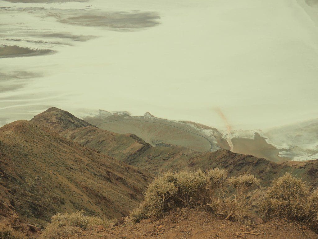 Looking down on Badwater (see the trail from the parking lot, right center)